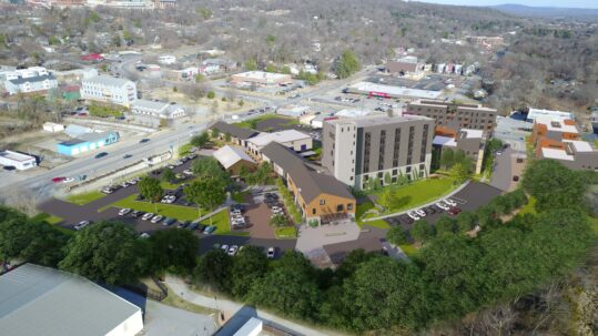 Aerial Rendering of South Yard - Provided by Modus Studio
